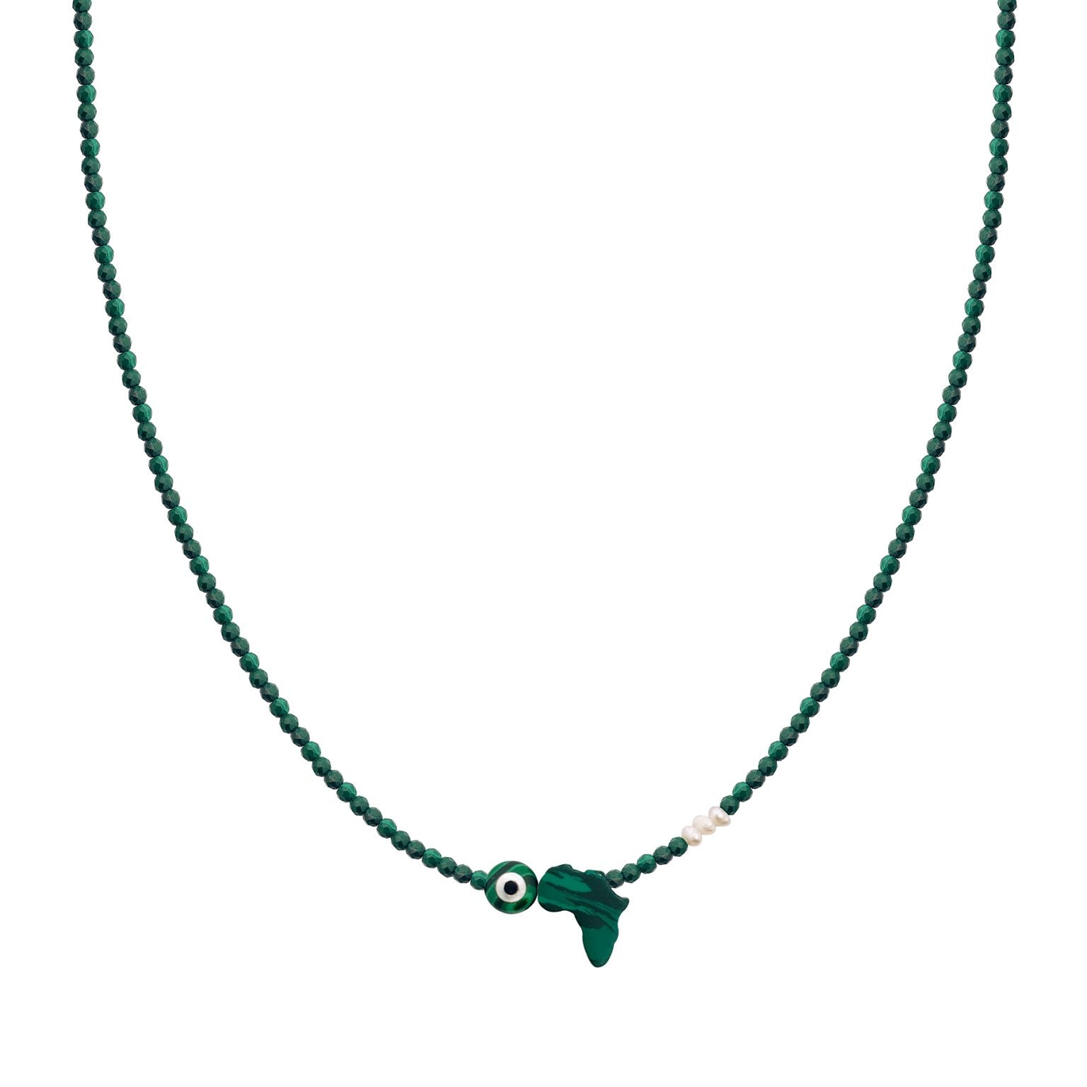 EYE AFRICA MAP SEMI PRECIOUS WITH SILVER CLASP