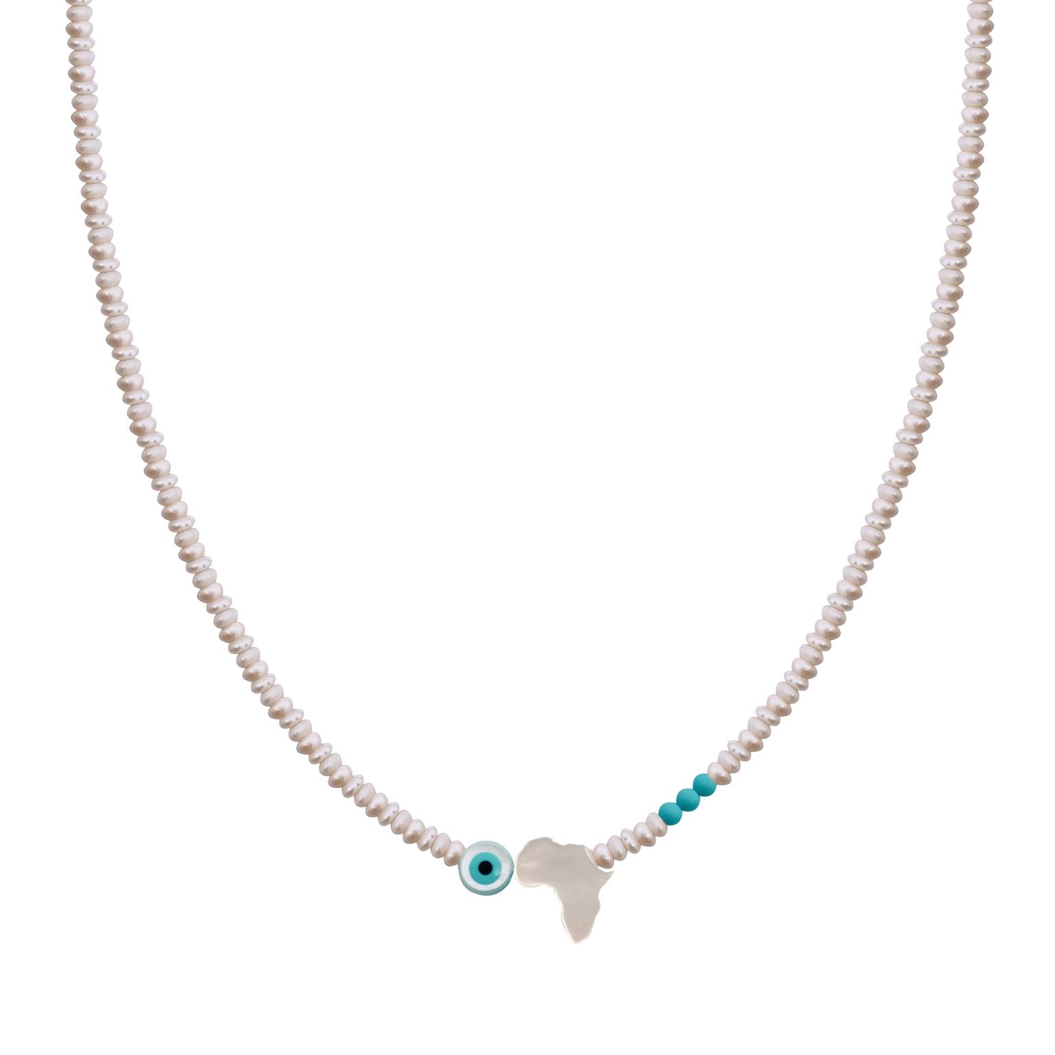 EYE AFRICA MAP SEMI PRECIOUS WITH SILVER CLASP