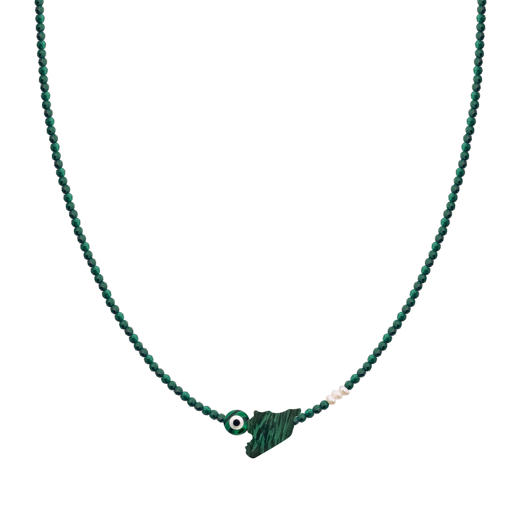 EYE SYRIA MAP SEMI PRECIOUS WITH SILVER CLASP