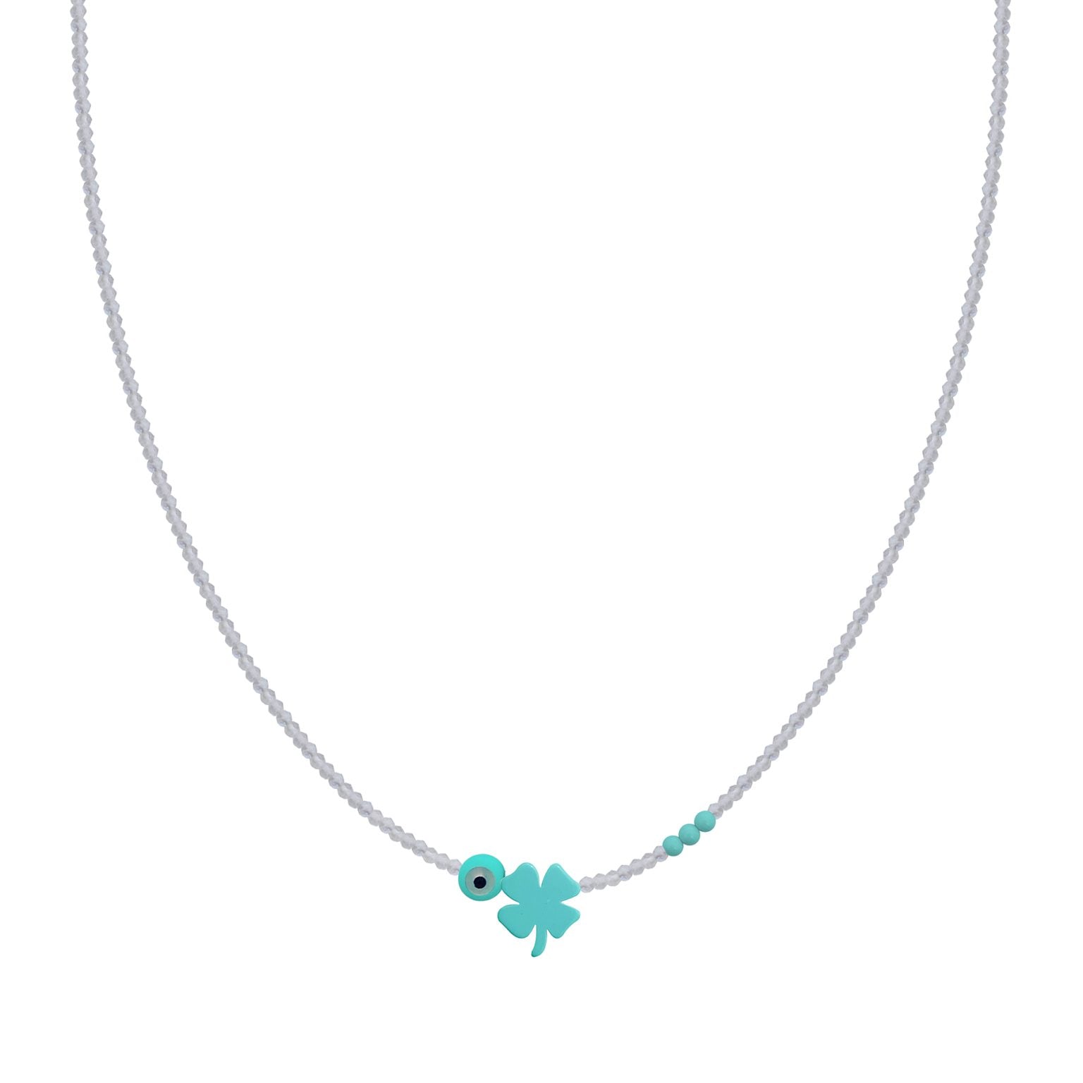 EYE CLOVER SEMI PRECIOUS WITH SILVER CLASP