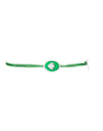 Tiny Medallion Enamel Cedar cord Bracelet Silver