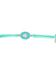 Tiny Medallion Enamel Cedar cord Bracelet Silver