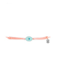 Tiny Medallion Enamel Eye cord Bracelet Silver