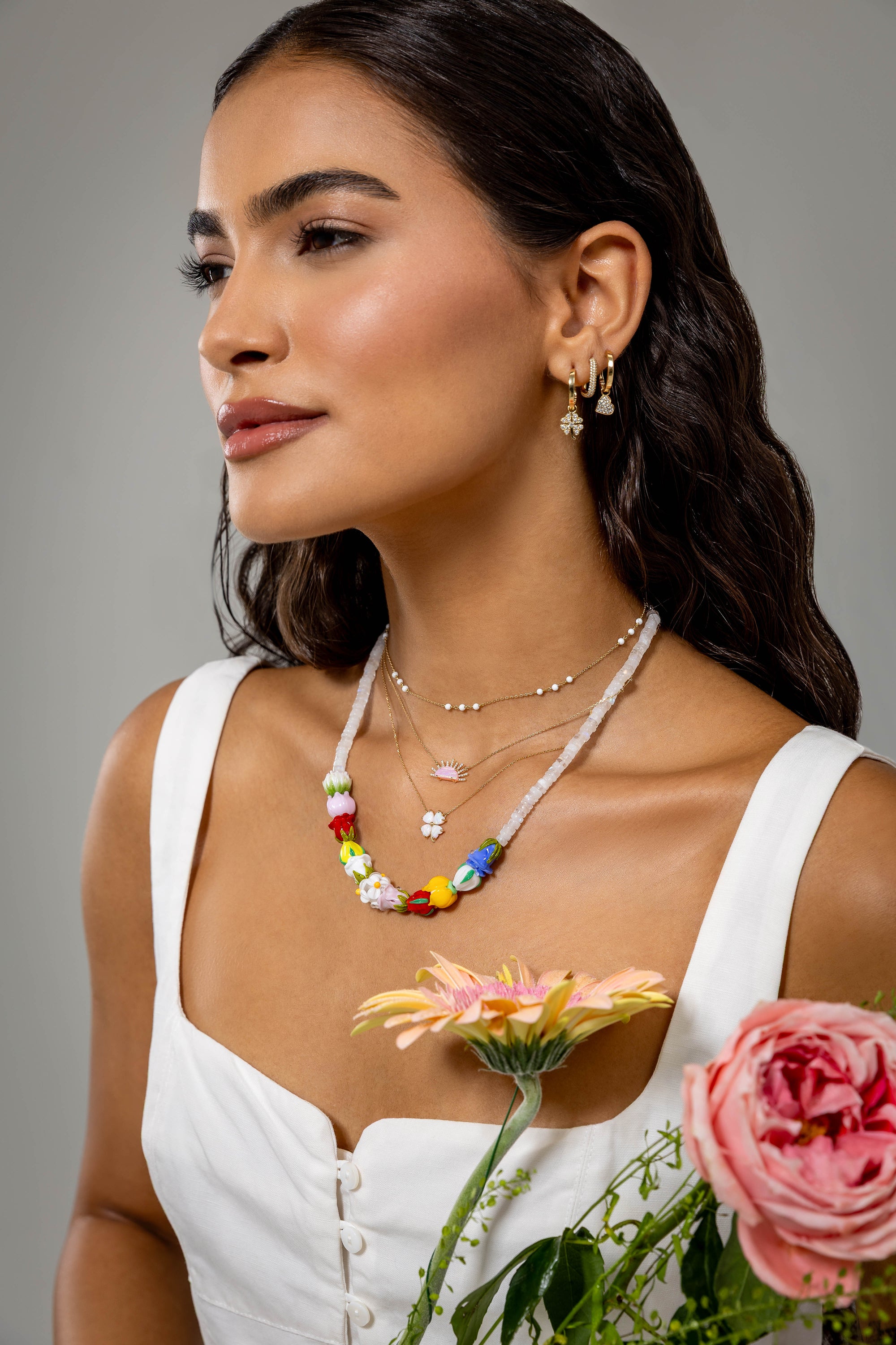 Spring Necklace with Silver Clasp