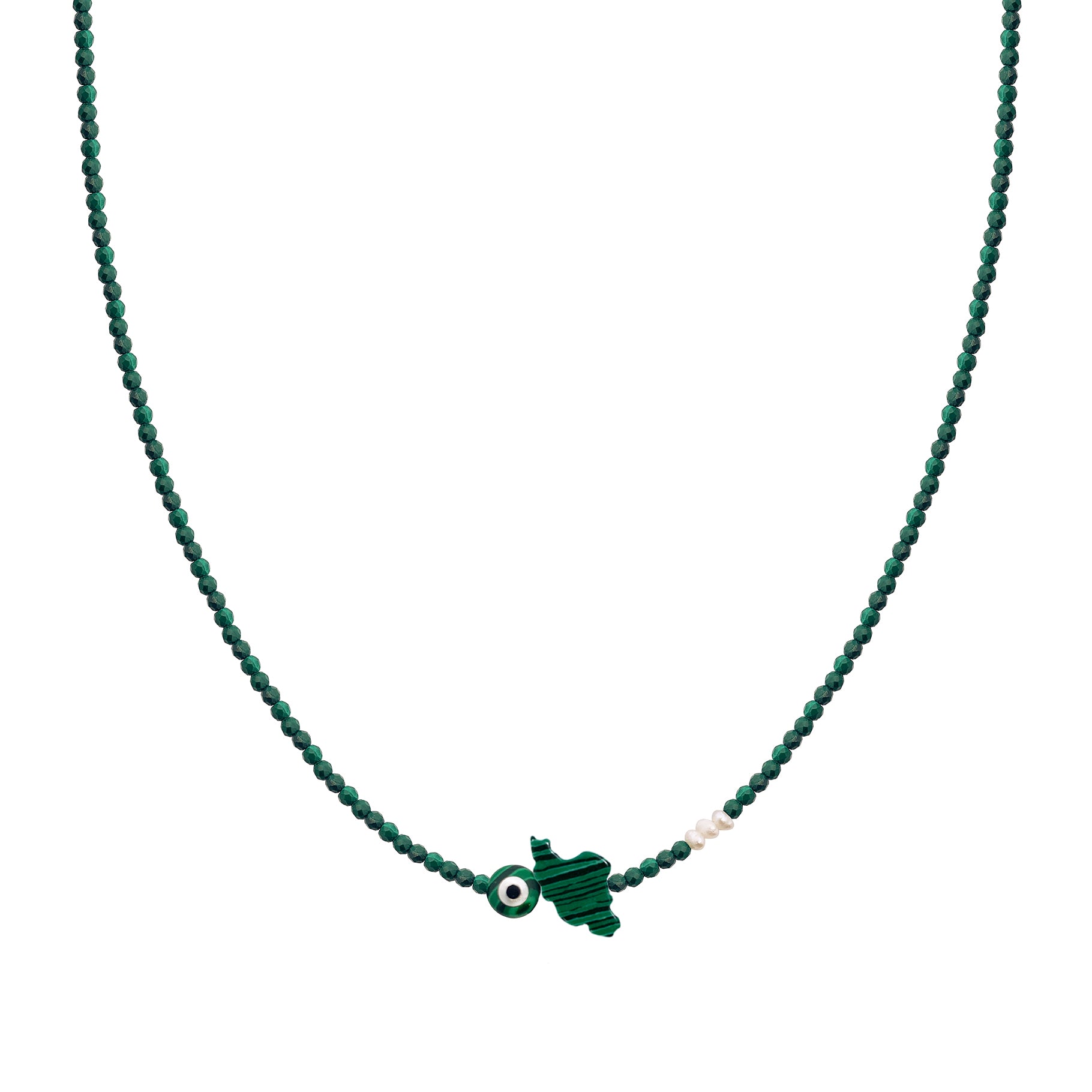 EYE IRAN MAP SEMI PRECIOUS WITH SILVER CLASP