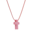 Cord Thread with Lucky Coss Stone Silver Clasp Necklace - Kids