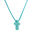 Cord Thread with Lucky Cross Stone Silver Clasp Necklace - Kids