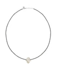 Cord Thread with Lucky Hand of Fate Stone Silver Clasp Necklace - Kids