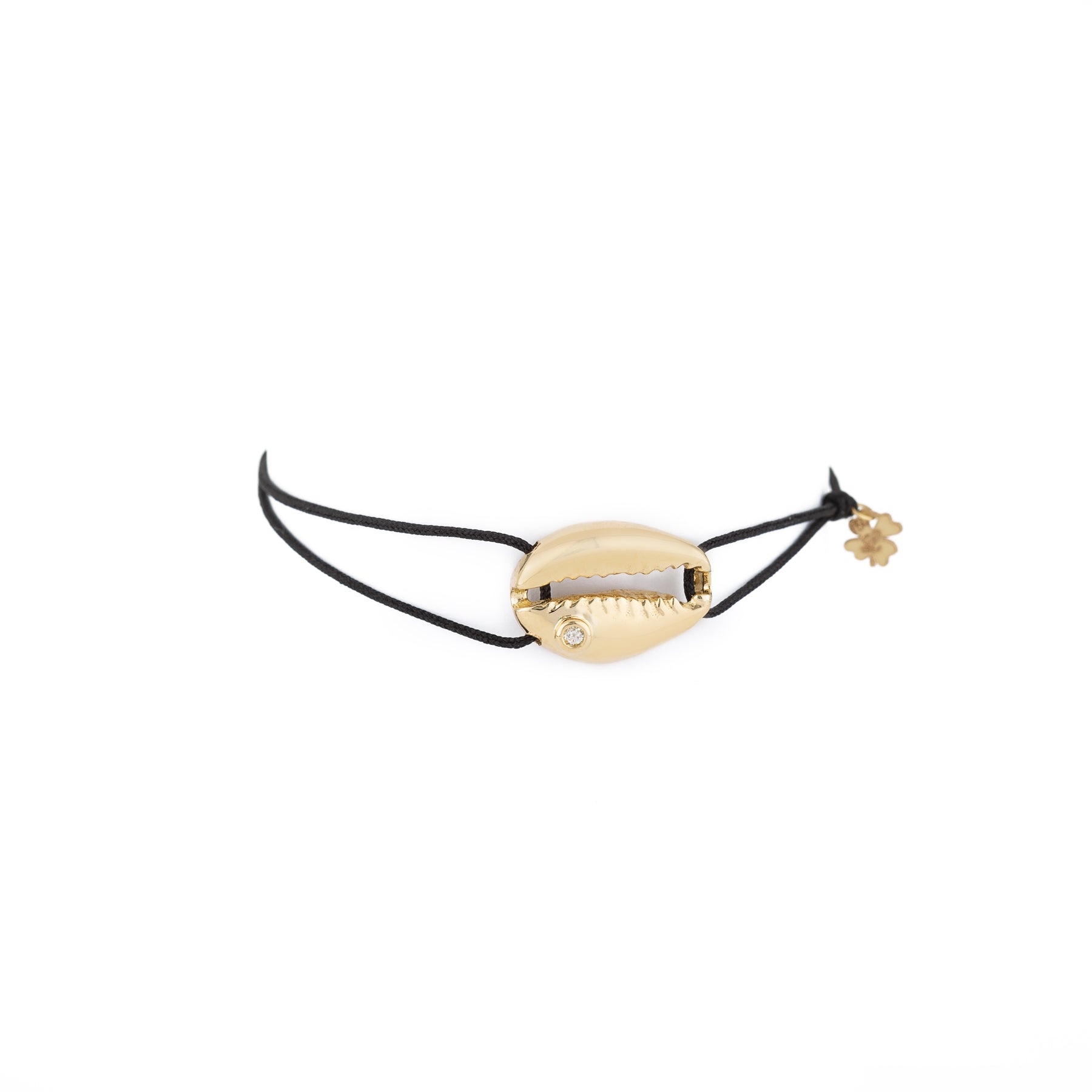 My African Cowrie Shell Cord With 1 Diamond Bracelet