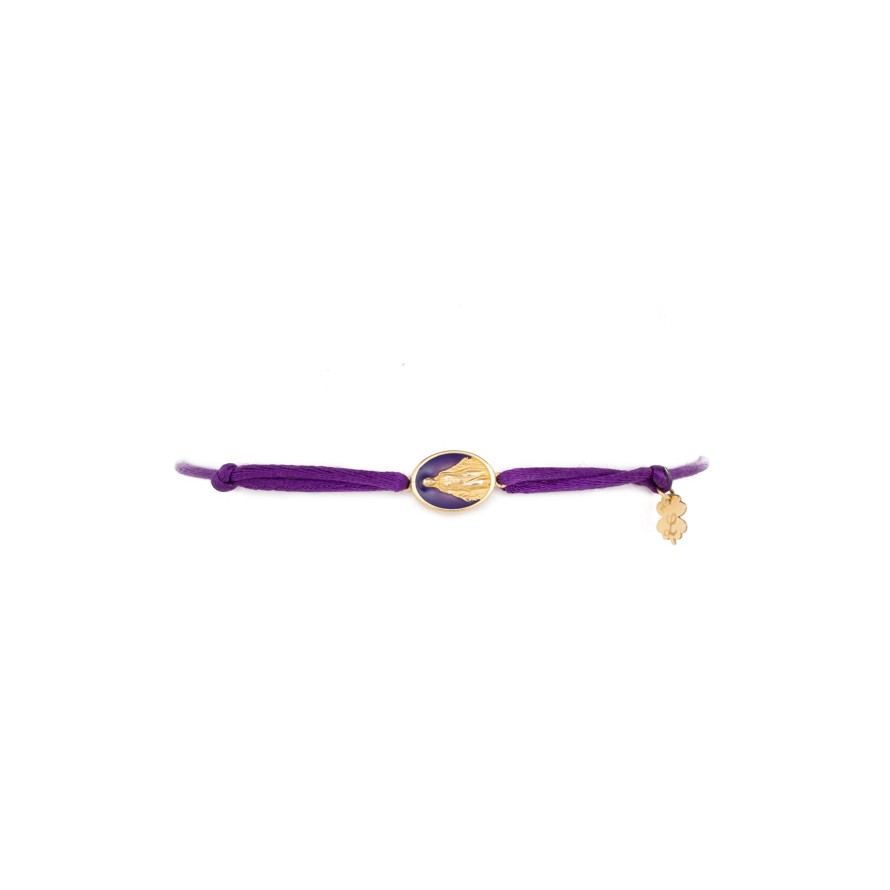 Tiny Medallion Enamel Our Lady Cord Bracelet Baby Size