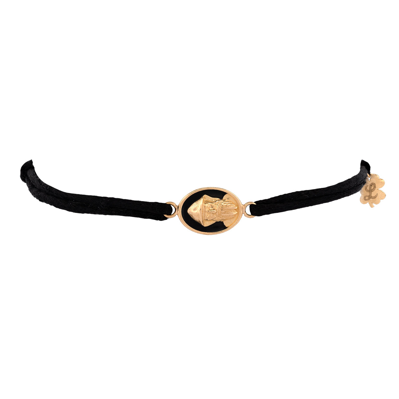 Tiny Medallion Enamel Saint Charbel Cord Bracelet
