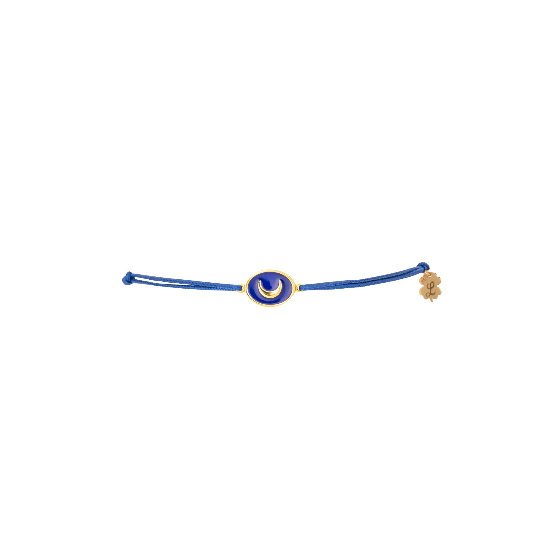 Tiny Medallion Enamel Moon Cord Bracelet