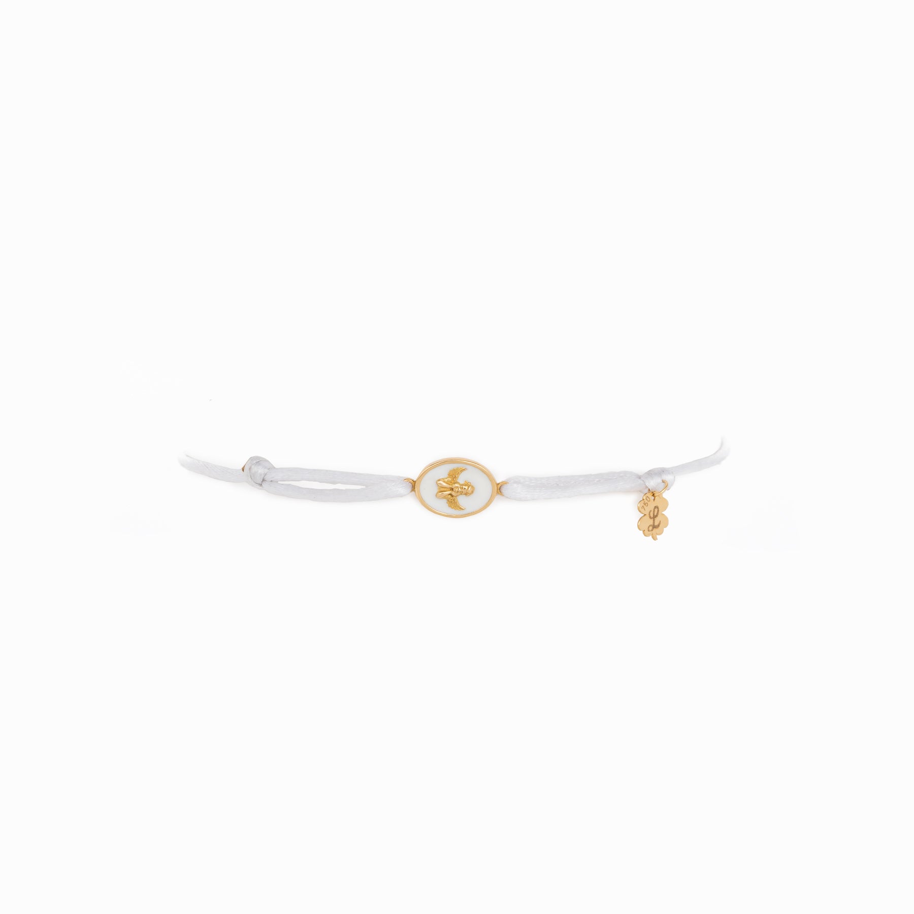 Tiny Medallion Enamel Angel Cord Bracelet
