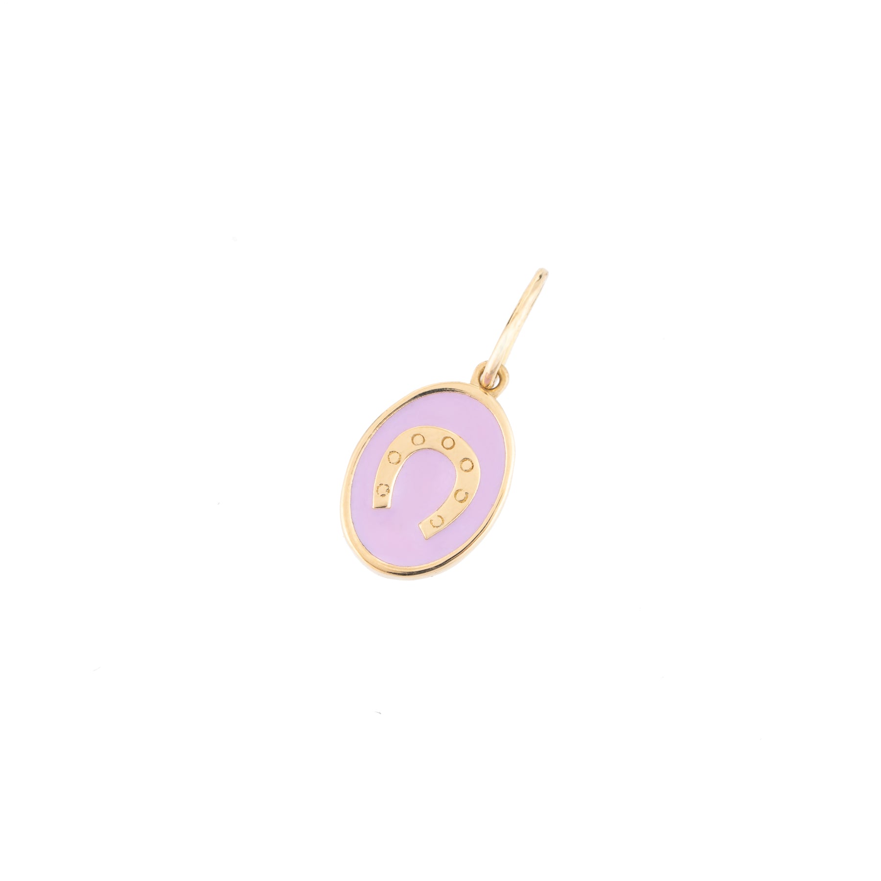 Tiny Medallion Enamel Horseshoe Pendant