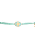 Tiny Medallion Enamel Clover Cord Bracelet