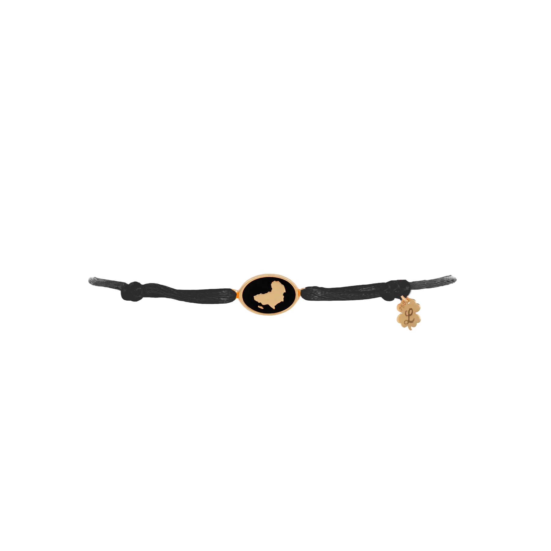Tiny Medallion Enamel Africa Cord Bracelet