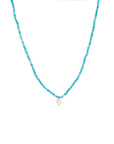 Semi Precious Stones With Outline Tiny Charms Necklace In Turquoise
