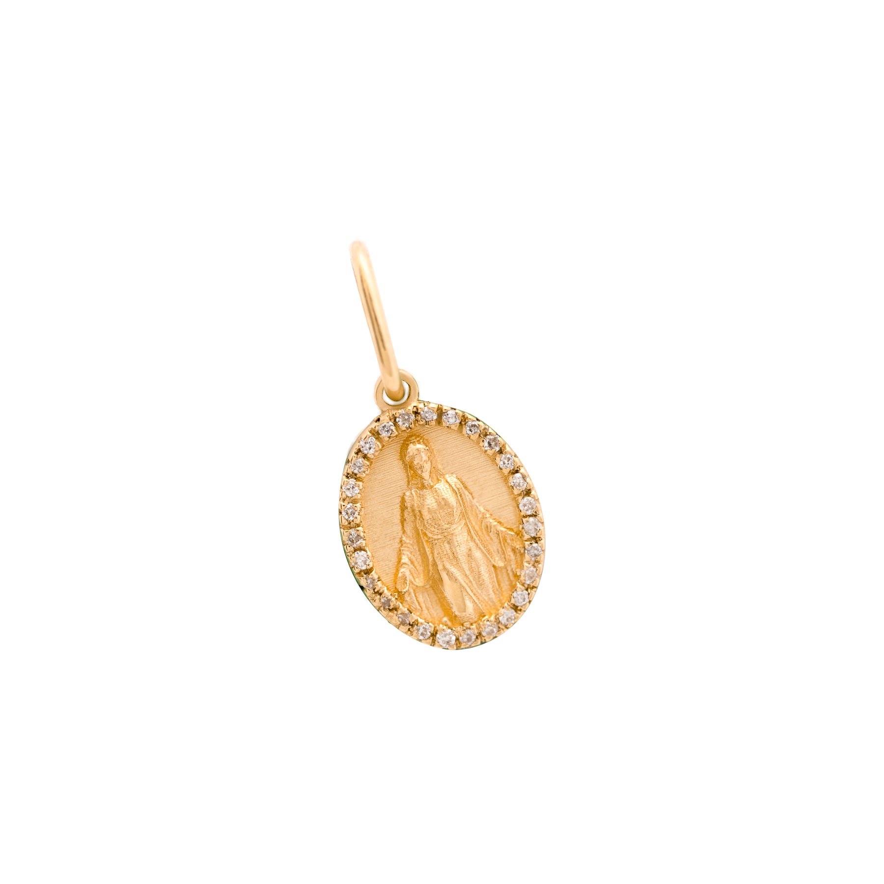 Tiny Medallion Diamonds Our Lady Pendant