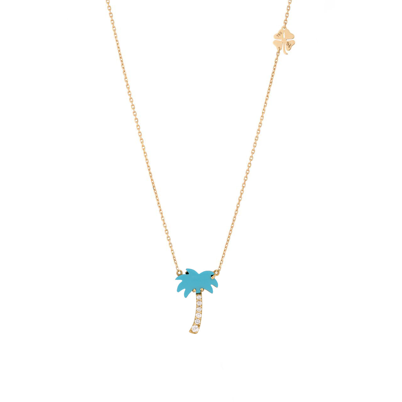 Realistic Palm Tree Diamond Necklace