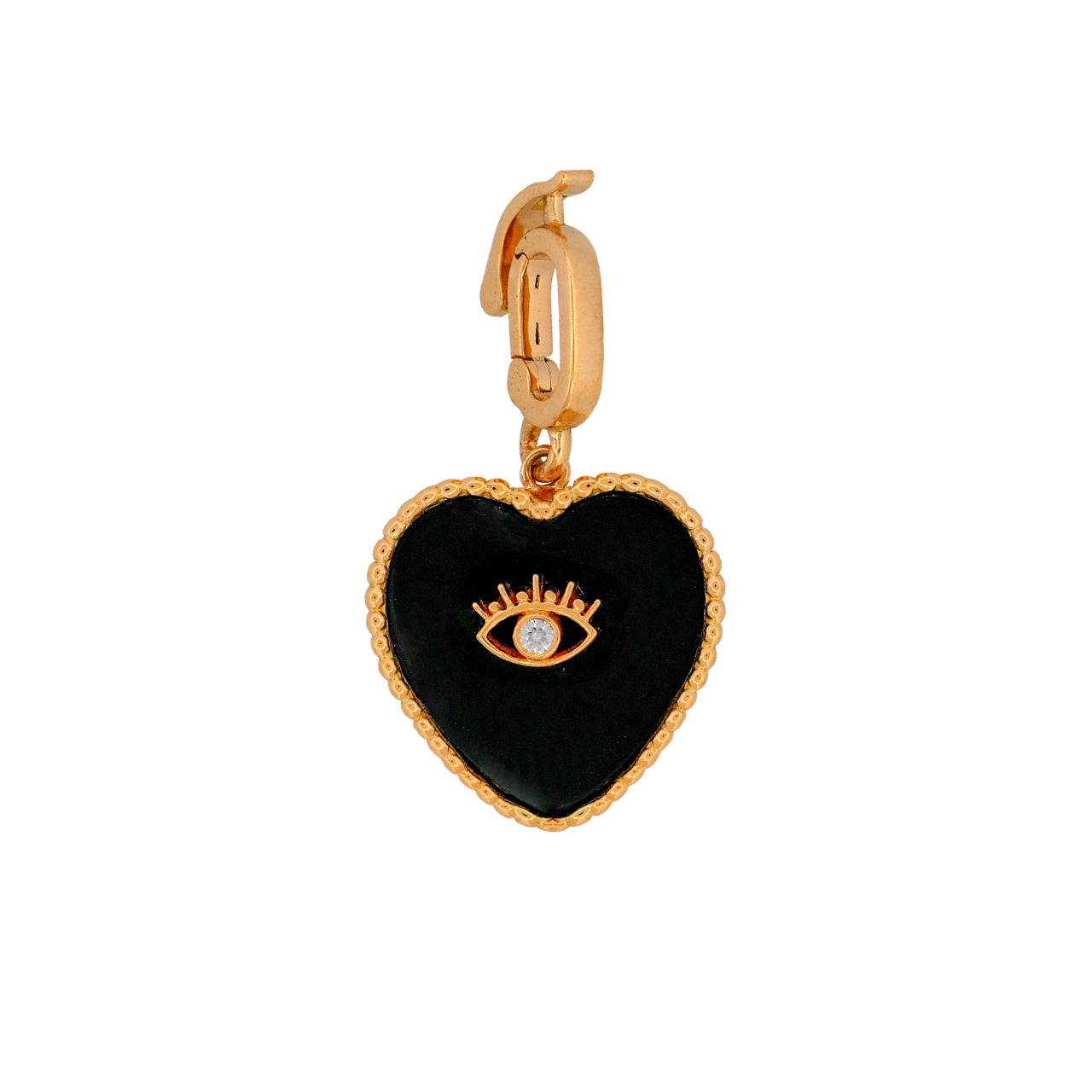 Heart Frame One Diamond Eyelash Pendant with Forever Clasp