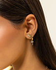 Pimp My Plain Creole Enamel Palm Tree Diamonds Mono Earring