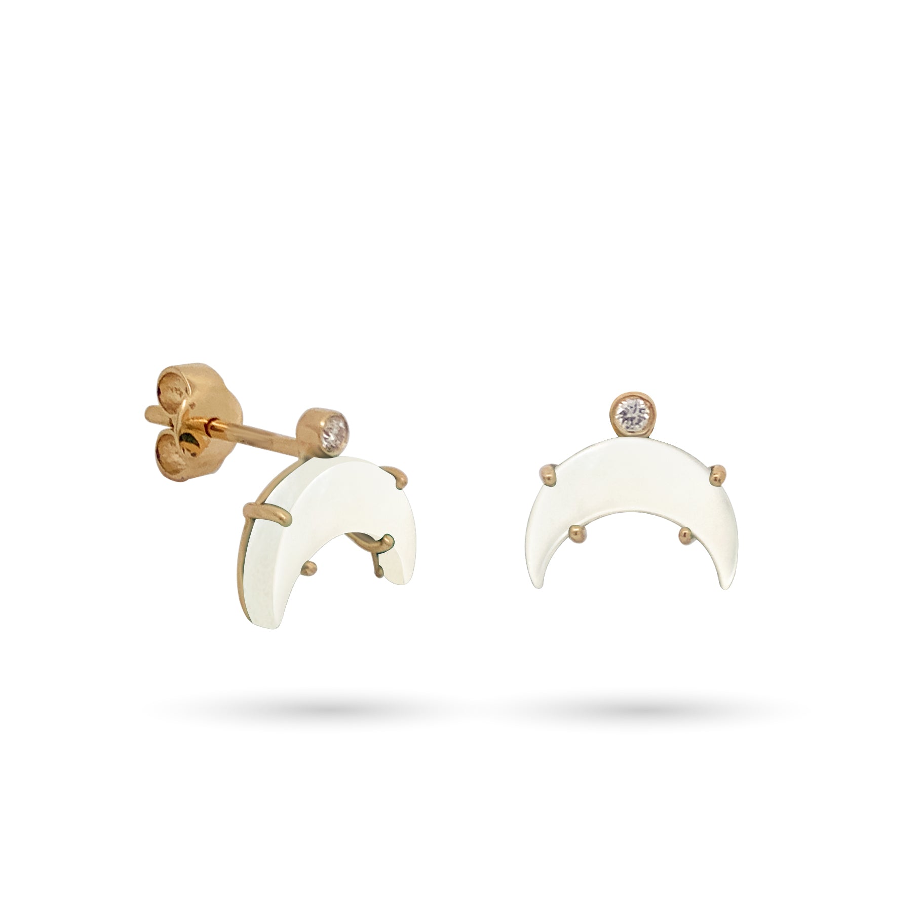 Moon Stone With A Diamond Earrings