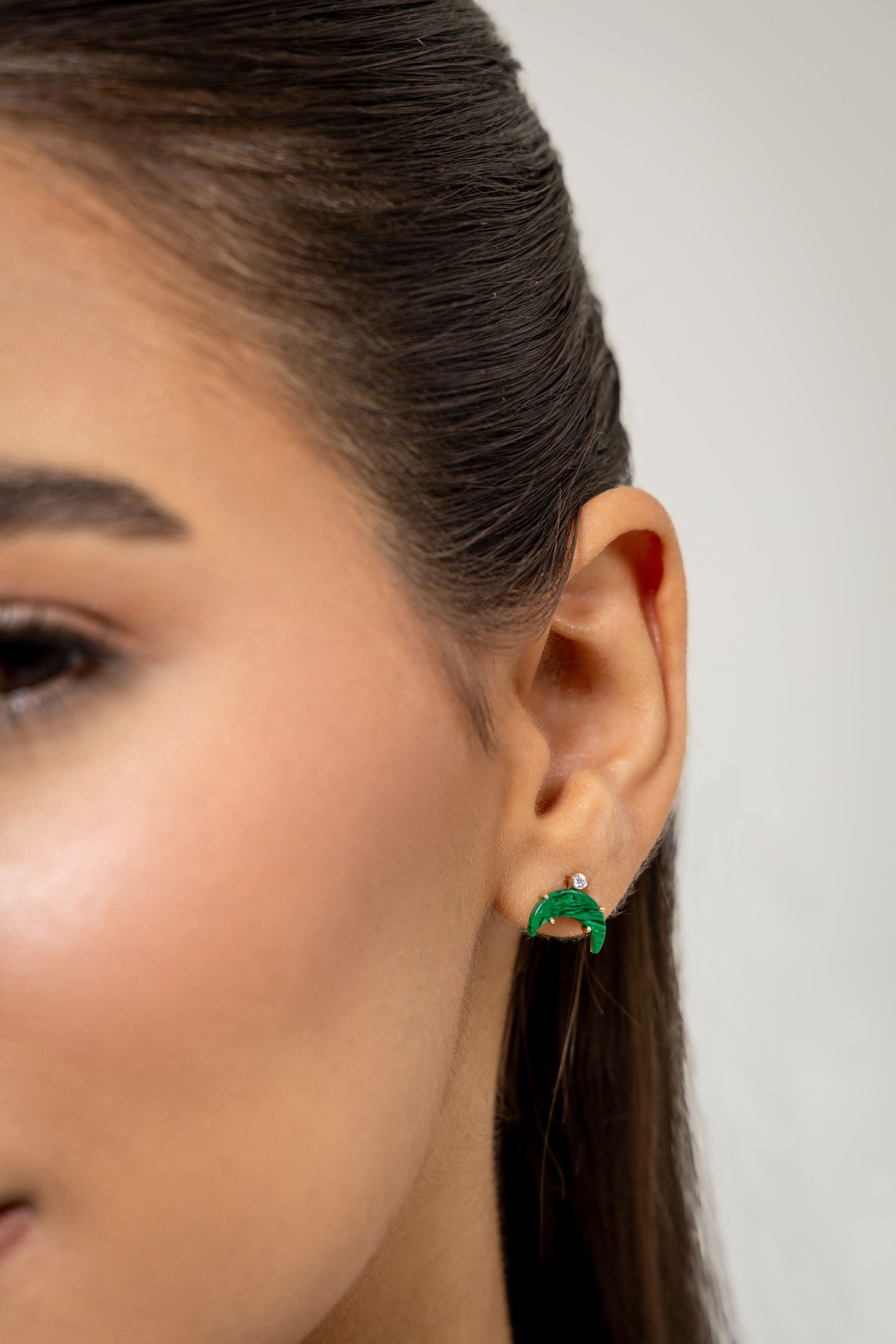 Moon Stone With A Diamond Earrings