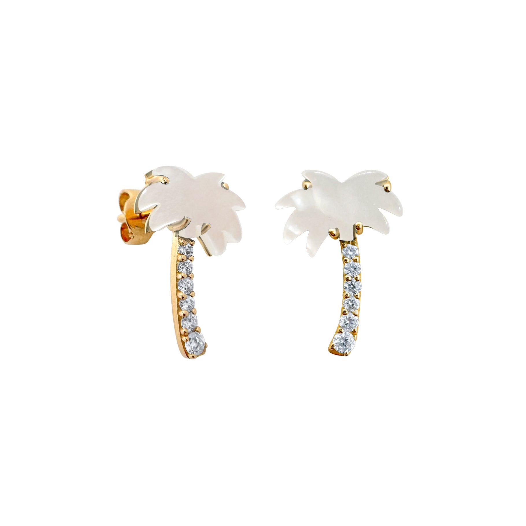Realistic Palm Tree Diamond Earrings