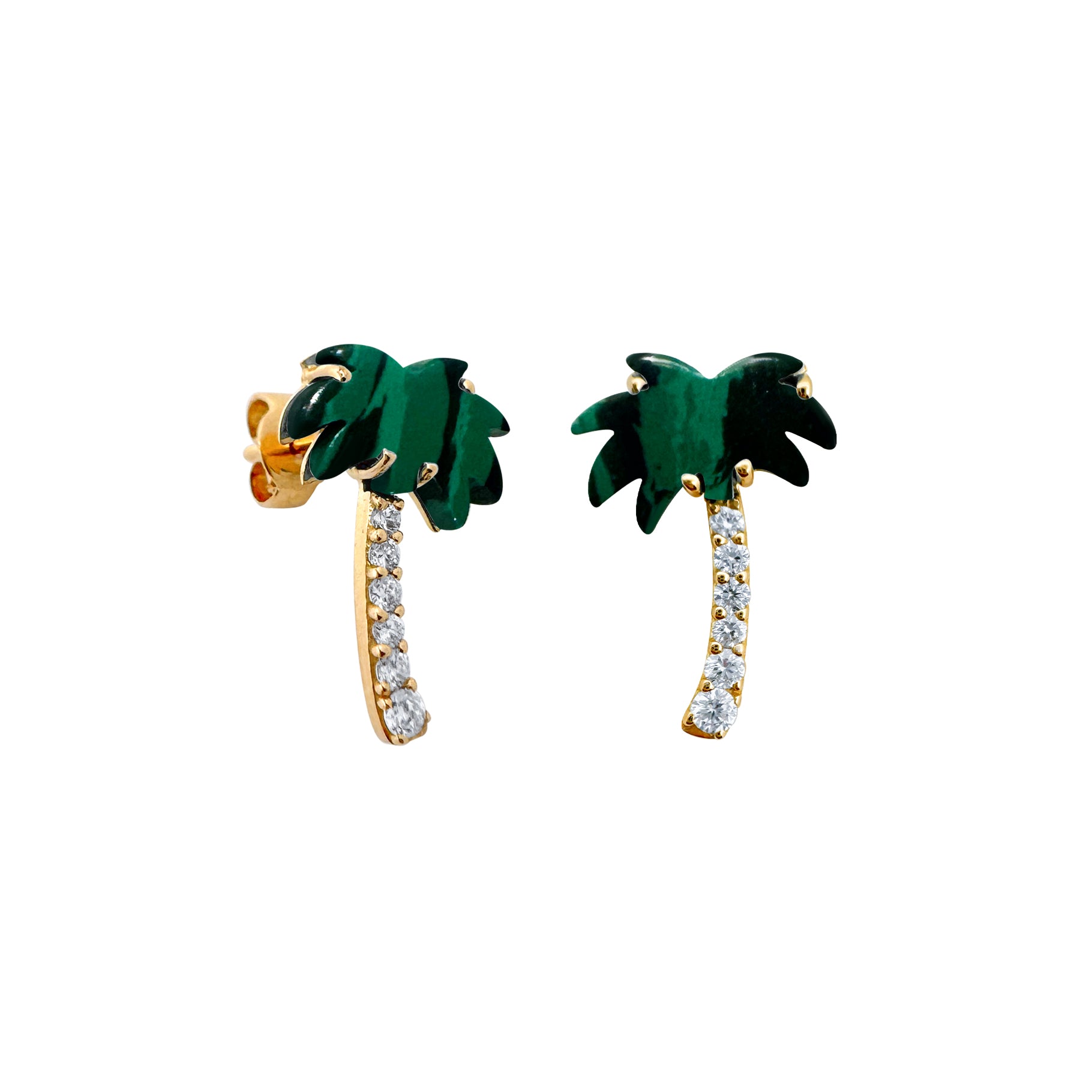 Realistic Palm Tree Diamond Earrings