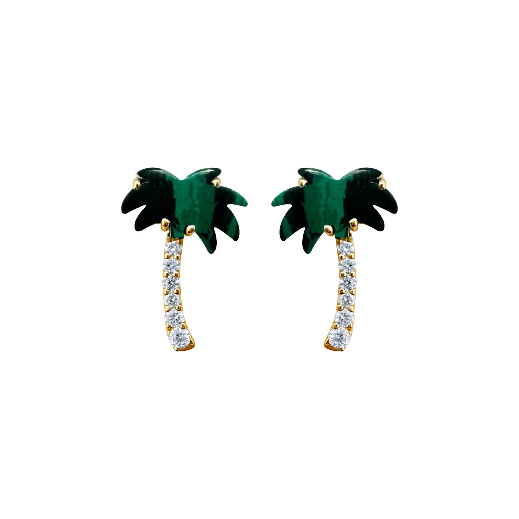 Realistic Palm Tree Diamond Earrings