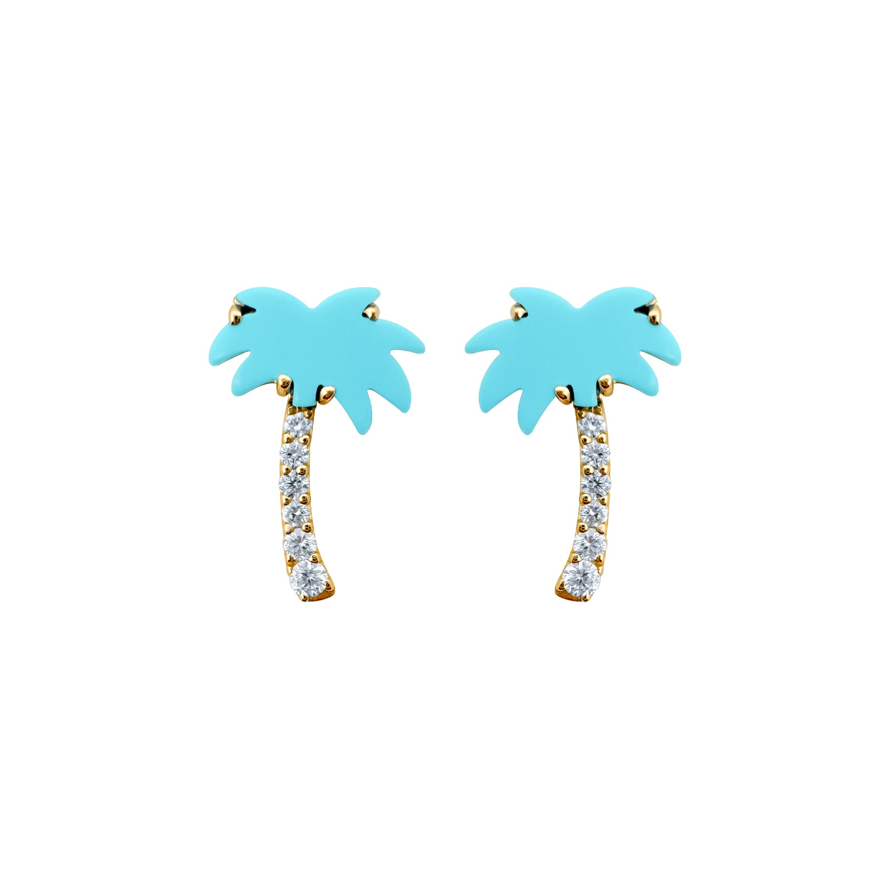 Realistic Palm Tree Diamond Earrings