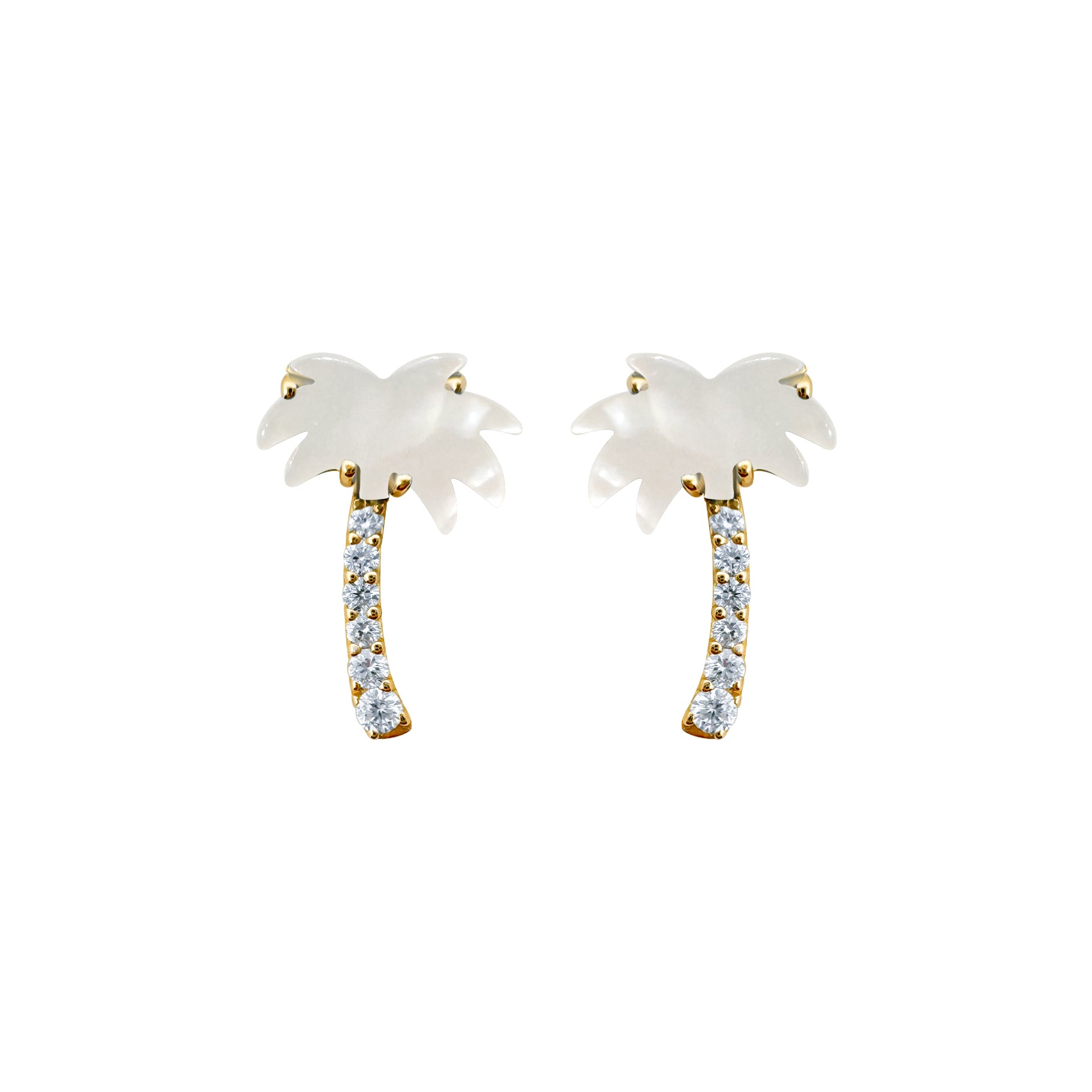 Realistic Palm Tree Diamond Earrings