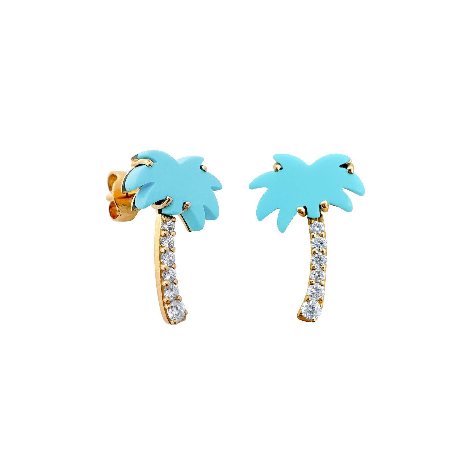 Realistic Palm Tree Diamond Earrings