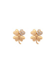 Oh Clover Full Gold with a Diamonds Leaf Earrings
