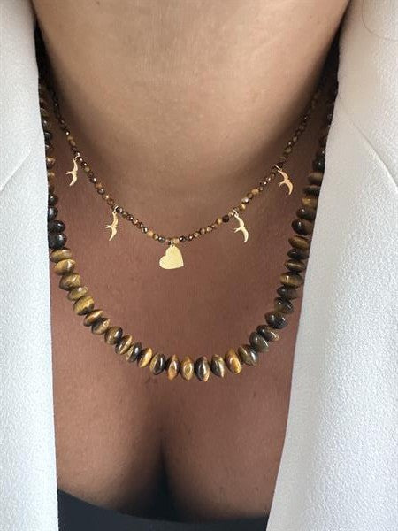 Rondelles Tiger Eye Semi Precious Stones Necklace