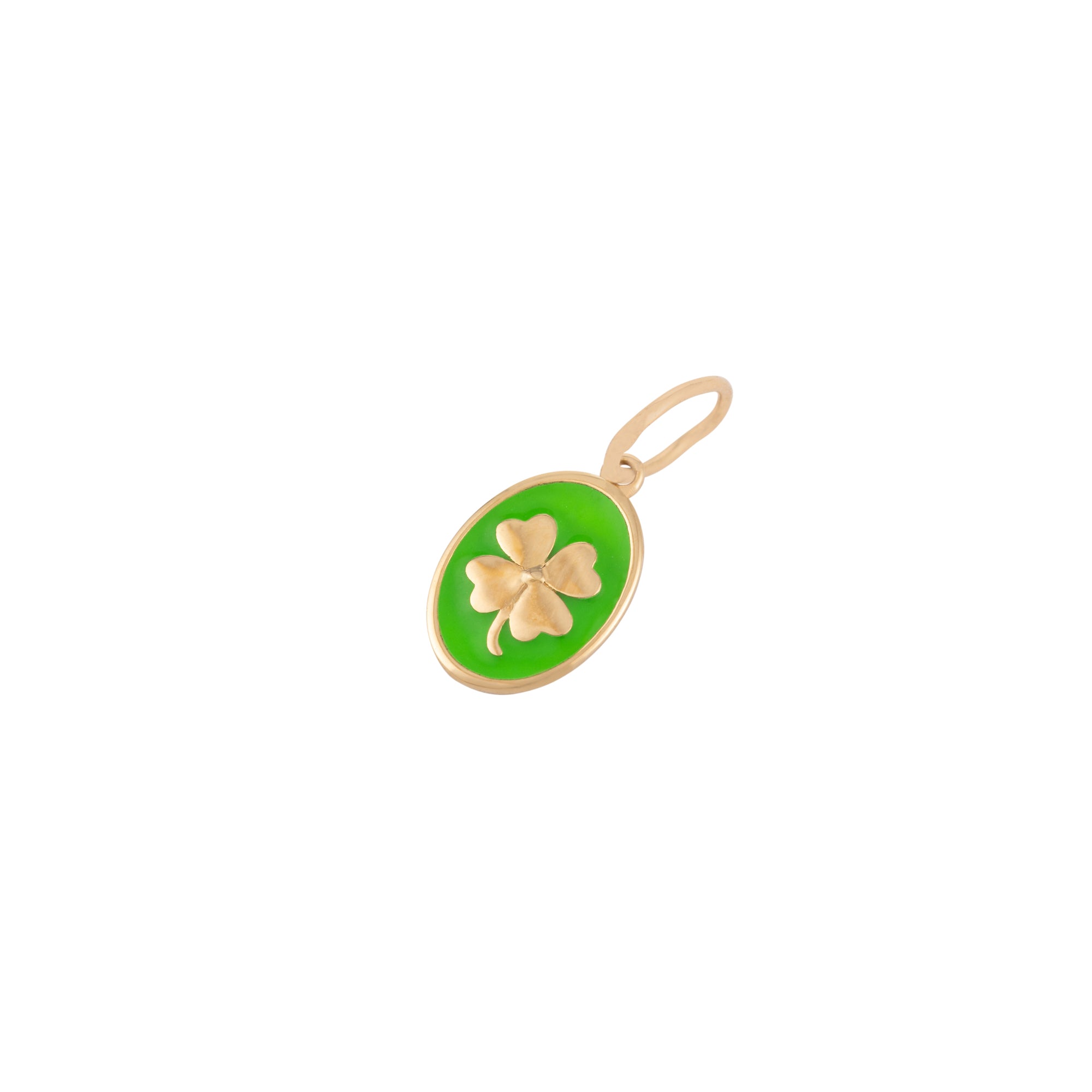 Tiny Medallion Enamel Clover Pendant