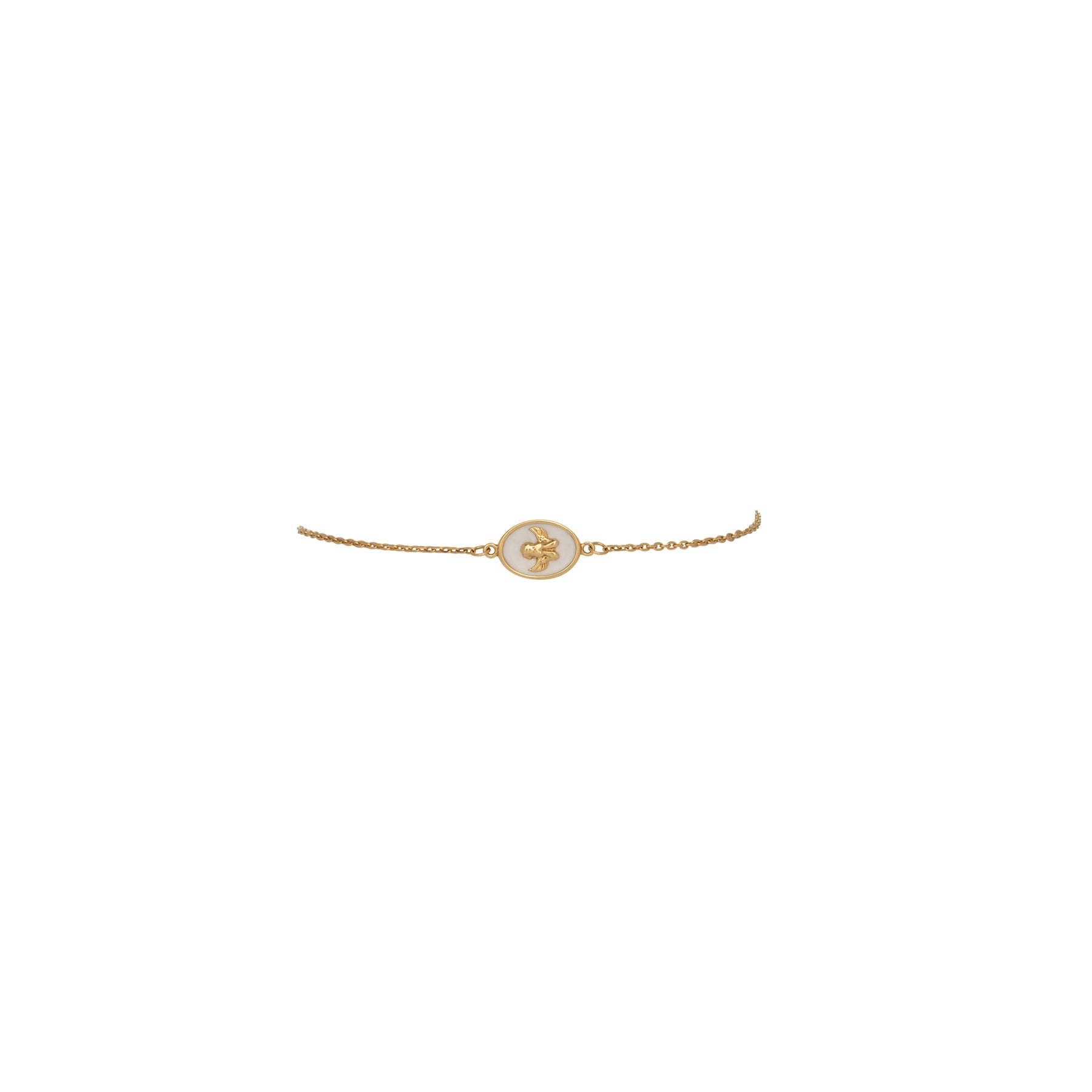 Tiny Medallion Enamel Angel Bracelet