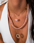 Rondelles Pink Opal Semi Precious Stones Necklace