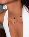 Invisible Thread with Lucky Stone Necklace - Cross