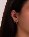 Pair Diamond Bridge Earrings Half
