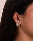 Pair Diamond Bridge Earrings Half