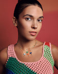 Diamonds And Rectangles Pompons Necklace