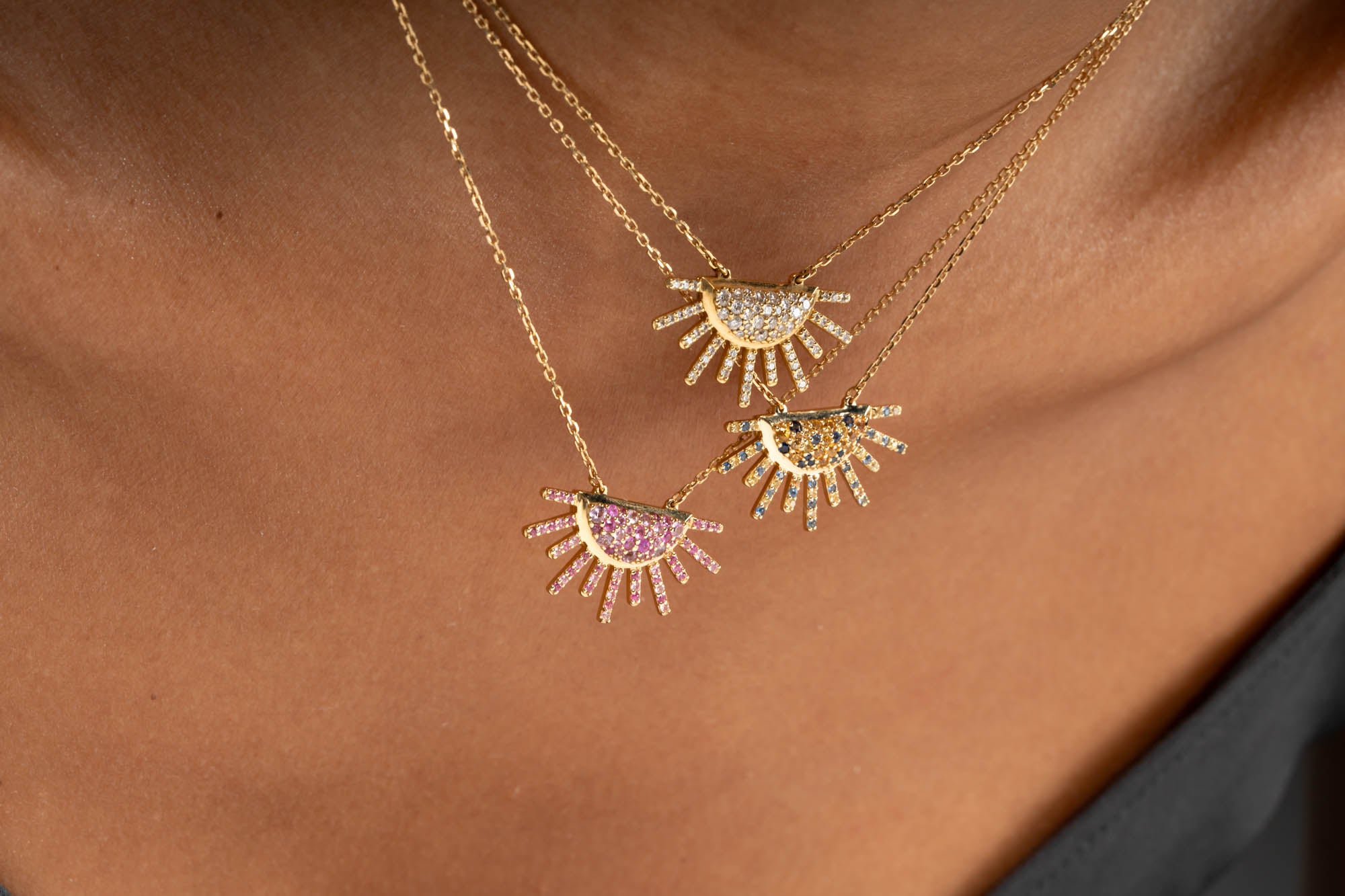 So Precious Sunrise Madness Pavé Diamonds Necklace