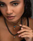 Semi Precious Stones With Outline Tiny Charms Necklace