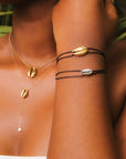 My African Cowrie Shell Cord With 1 Diamond Bracelet