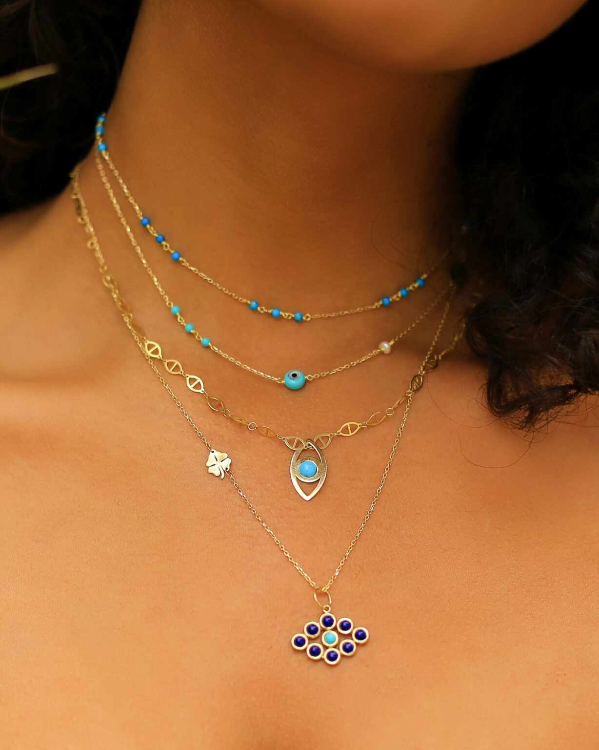 Evil Eye With Stones Choker
