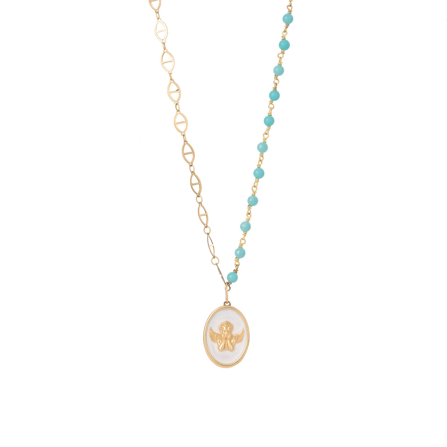 Medallion Enamel Angel Pendant