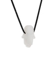 Cord Thread with Lucky Hand of Fate Stone Silver Clasp Necklace - Kids