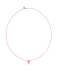 Cord Thread with Lucky Coss Stone Silver Clasp Necklace - Kids