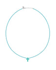Cord Thread with Lucky Cross Stone Silver Clasp Necklace - Kids
